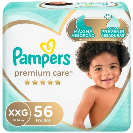 Fralda Pampers Premium Care Jumbo XXG 56 Unidades - Imagem 1