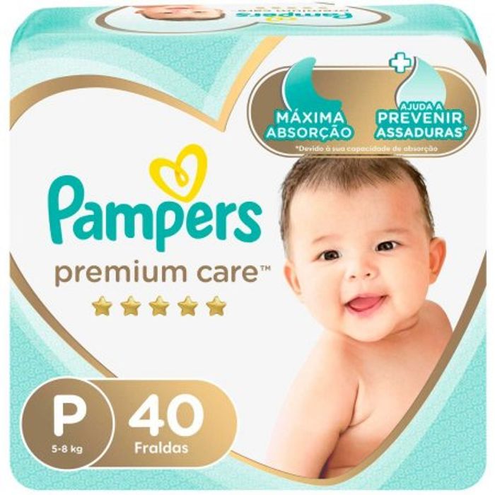 Fralda Pampers Premium Care P 40 Unidades - Imagem 1