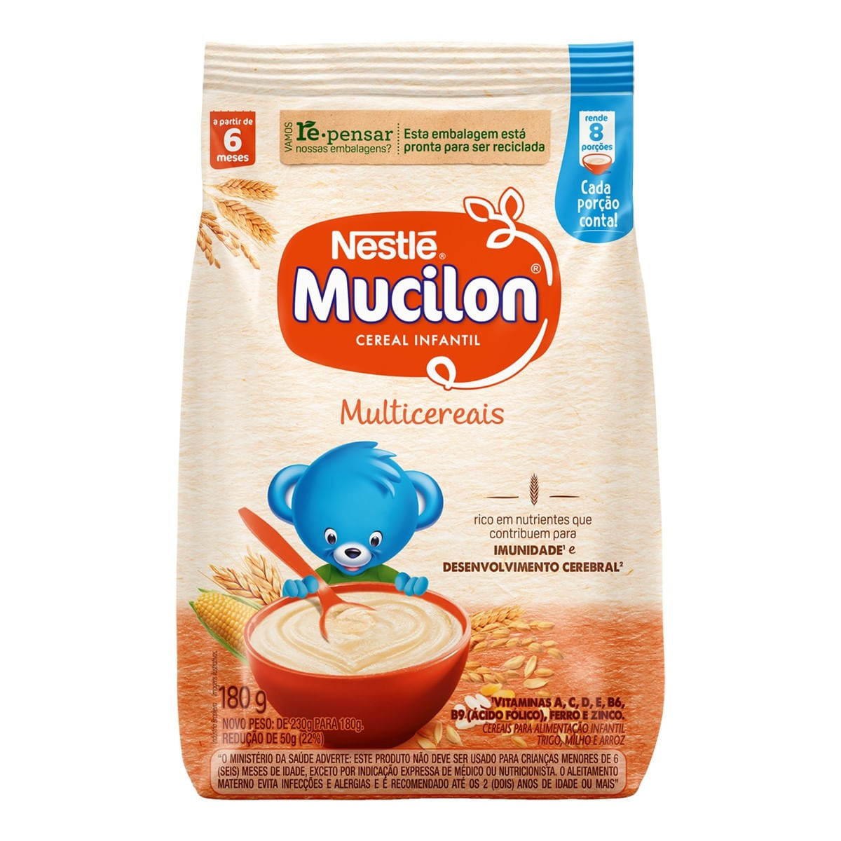 Cereal Infantil Multicereais Mucilon Pacote 180G - Imagem 1