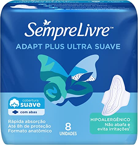 Absorvente Sempre Livre Adapt Termo Control Com Abas, 8 Unidades - Imagem 1
