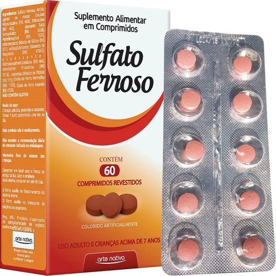 Sulfato Ferroso 60 Comprimidos Revestidos - Imagem 1