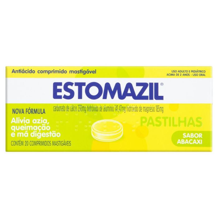 Estomazil Pastilhas 230MG + 141.47MG + 185MG Comprimido mastigável - Caixa com 20 Comprimidos - Imagem 1