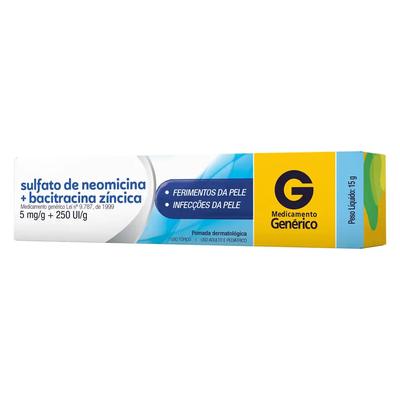 Sulfato de Neomicina + Bacitracina 5MG/G + 250UI/G Pomada dermatológica - Bisnaga com 15 g - Imagem 1