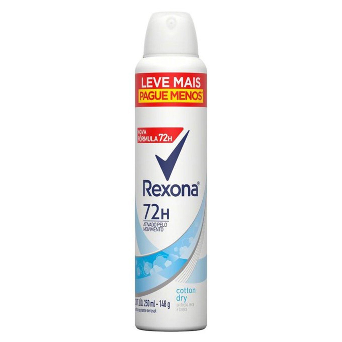 Desodorante Feminino Rexona Cotton Dry Aerosol Antitranspirante 72h com 250ml - Imagem 1