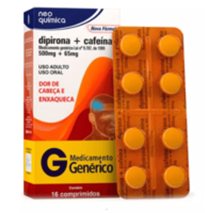Dipirona + Cafeína 65MG + 500MG Comprimido - Caixa com 16 Comprimidos - Imagem 1