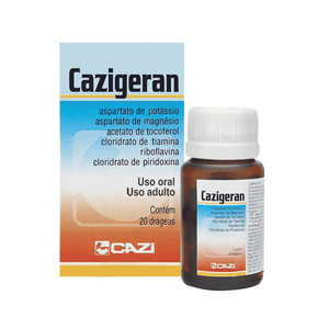 Cazigeran 200MG + 200MG + 100MG + 25MG + 2MG + 10MG + 200MG + 200MG + 100MG + 25MG + 2MG + 10MG Comprimido revestido - Frasco com 60 Drágeas