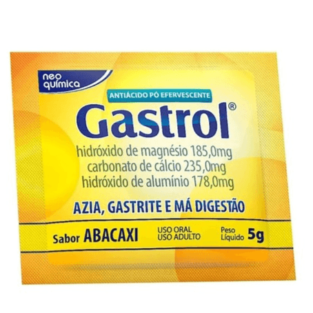 Gastrol 230MG/G + 14147MG/G + 185MG/G Pó efervescente Sabor Abacaxi - Envelope com 5 g - Imagem 1
