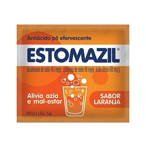 Estomazil 438MG/G + 462MG/G + 90MG/G Pó Efervescente Sabor Laranja - 50 Envelopes com 5 g - Imagem 1