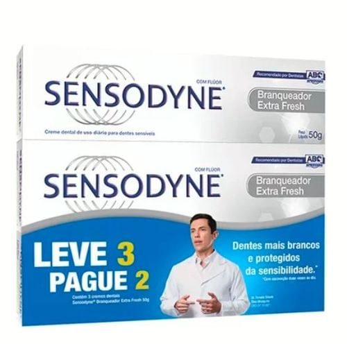 Creme Dental Sensodyne Branqueador Extra Fresh 50g, Leve 3 Pague 2 Unidades - Imagem 1
