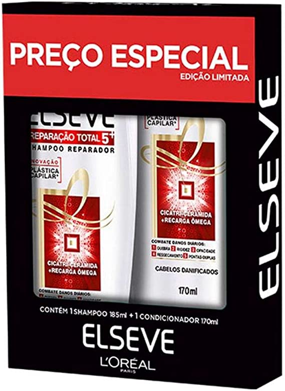 Kit Elseve Reparação Total 5+ Shampoo 375mL + Condicionador 170mL - Imagem 1