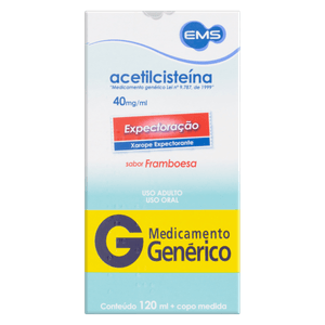 Acetilcisteína 40mg/mL Xarope Sabor Framboesa - Frasco com 120 mL