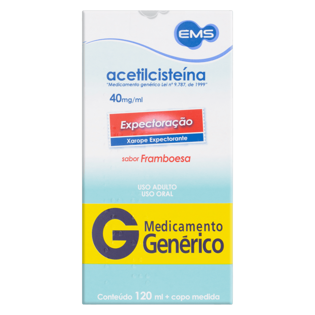 Acetilcisteína 40mg/mL Xarope Sabor Framboesa - Frasco com 120 mL - Imagem 1