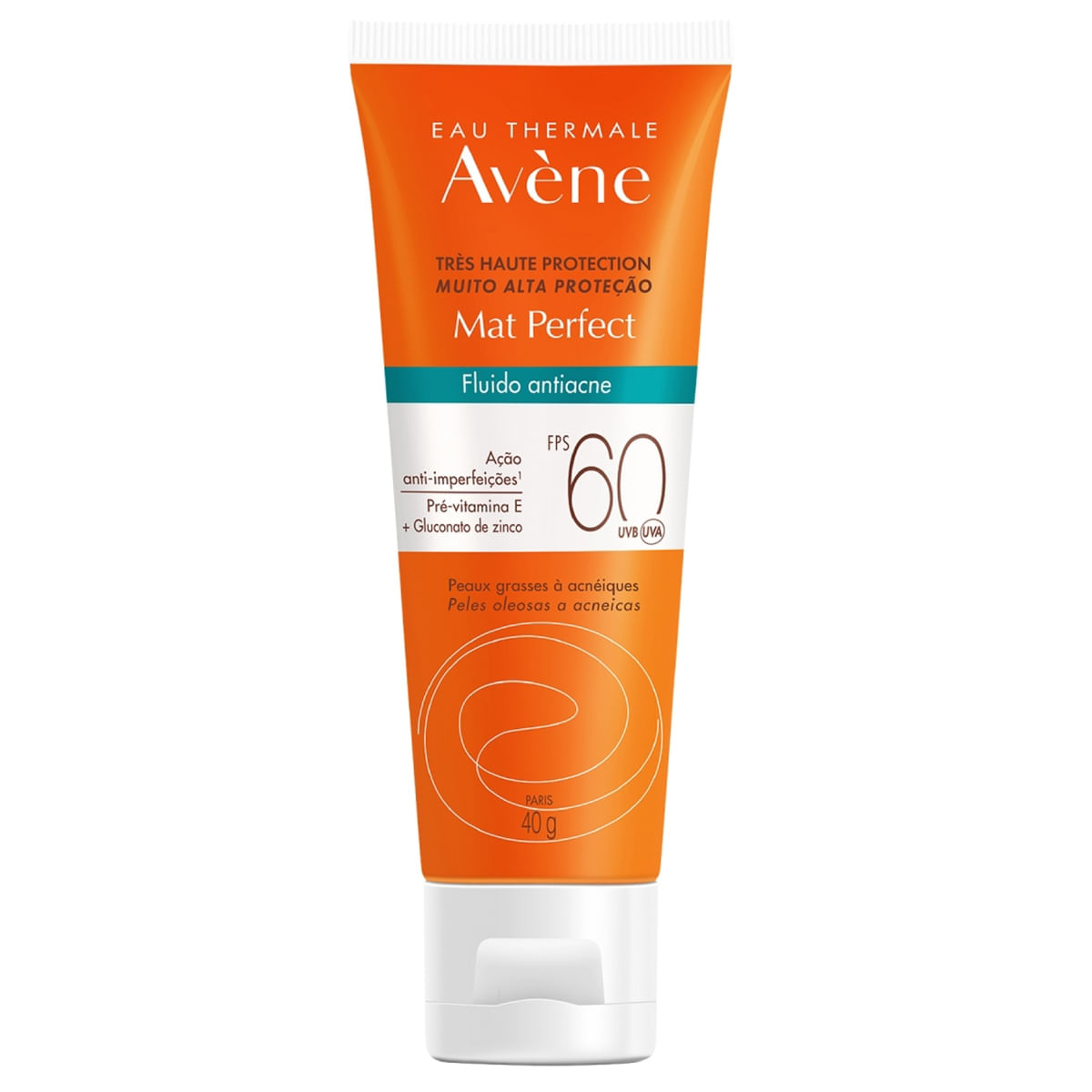 Protetor solar FPS60 Avène Mat Perfect antiacne 40g - Imagem 1