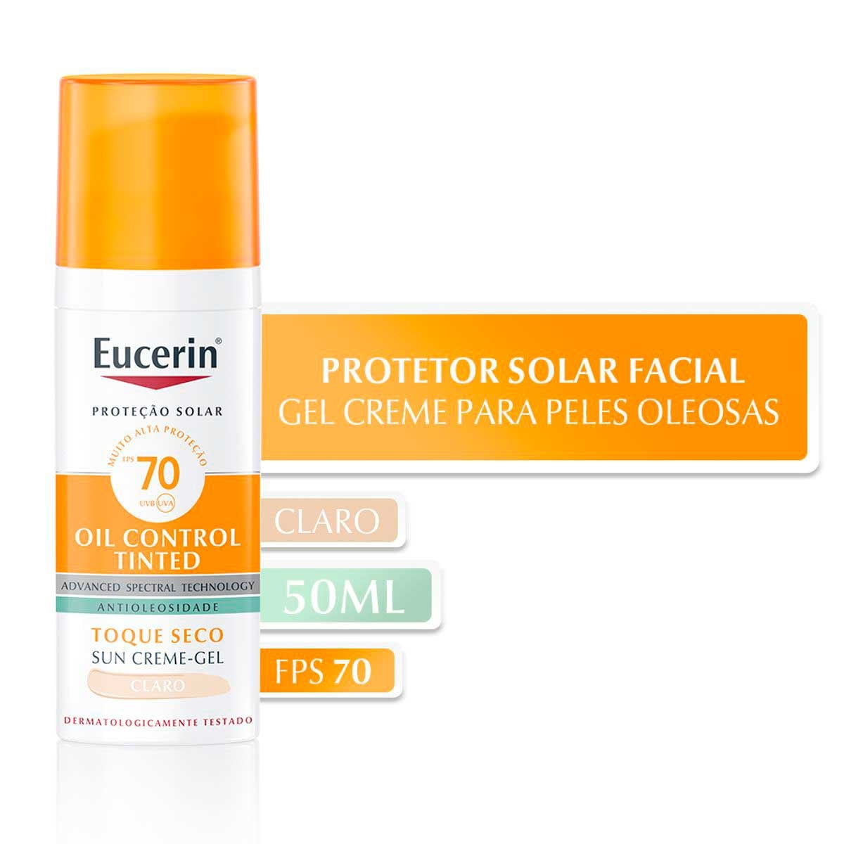 Protetor Solar Facial FPS70 Eucerin Pigment Claro 50mL - Imagem 1