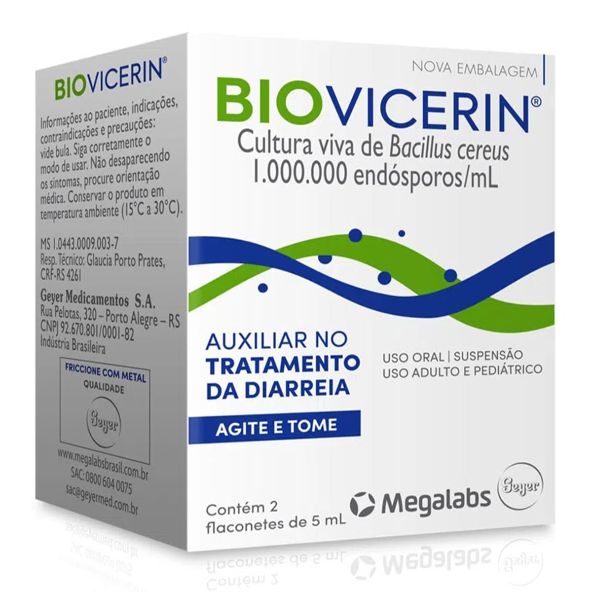 Biovicerin 1000000 ESPOROS/ML Suspensão oral - 2 Flaconetes com 5 mL - Imagem 1