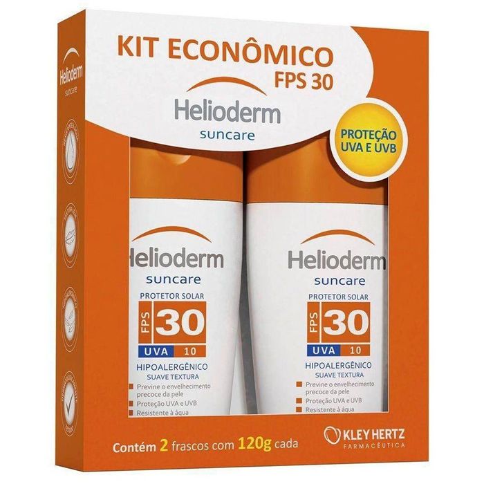 Kit Protetor Solar Fps 30 Helioderm Suncare 120G cada 2 Unidades - Imagem 1