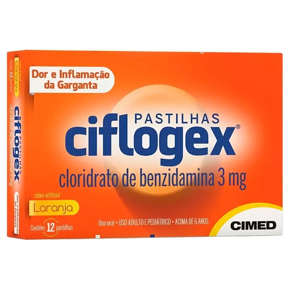 Ciflogex 3MG Pastilha Sabor Laranja - Caixa com 12 Pastilhas - Imagem 1