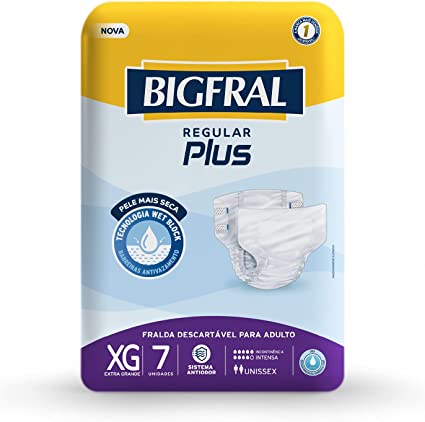 Fralda Descartável Adulto Bigfral Regular Plus Xg Pacote 7 Unidades - Imagem 1