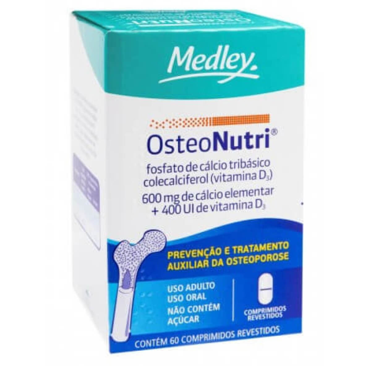 Osteonutri 600mg + 400UI Comprimido Revestido - Frasco com 60 Comprimidos - Imagem 1