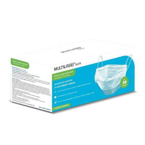 Máscara Cirúrgica Multilaser Tripla com Elástico 50 Unidades