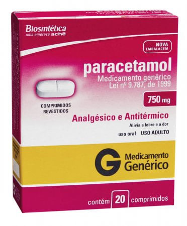 Paracetamol 750MG Comprimido revestido - Caixa com 20 Comprimidos - Imagem 1
