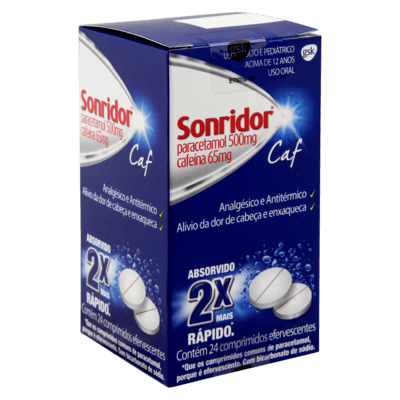 Sonridor Caf 65mg + 500mg Comprimido Efervescente - Blíster com 2 Comprimidos - Imagem 1