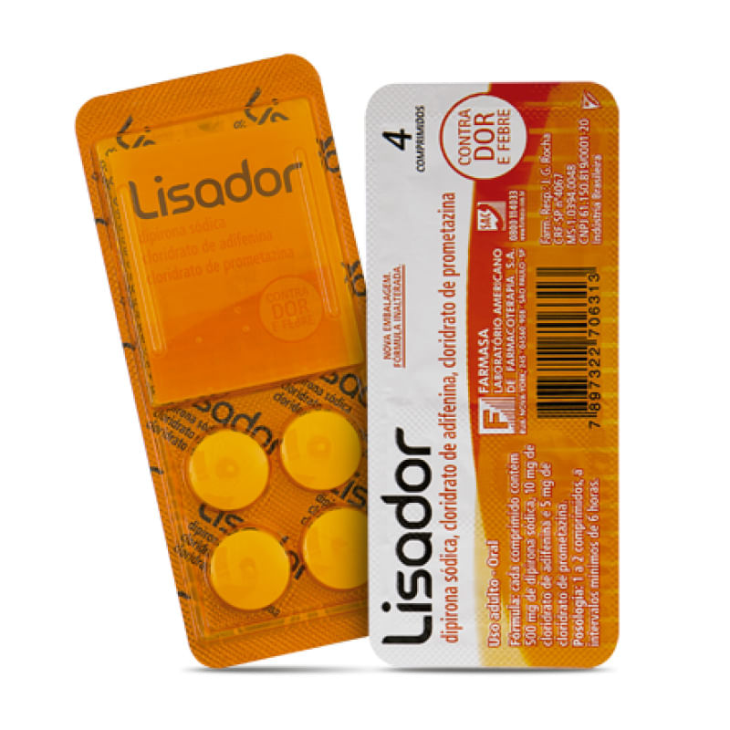 Lisador 10MG + 500MG + 5MG Comprimido simples - Blíster com 4 Comprimidos - Imagem 1