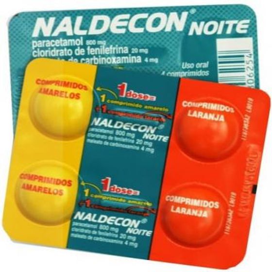 Naldecon Noite 800MG + 20MG + 4MG Comprimido - Blíster com 4 Comprimidos - Imagem 1
