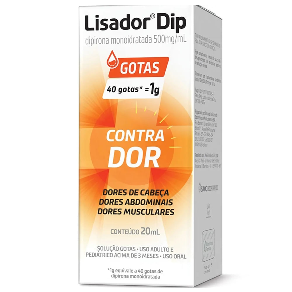 Lisador Dip 500mg/mL Solução oral (gotas) - Frasco com 20 mL - Imagem 1