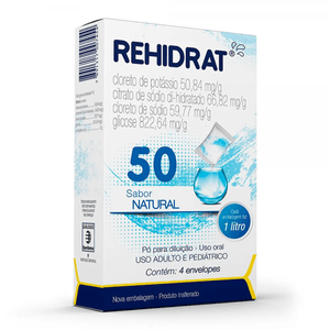 Rehidrat 50 Pó para solução oral Sabor Natural - 4 Envelopes com 7.34 g