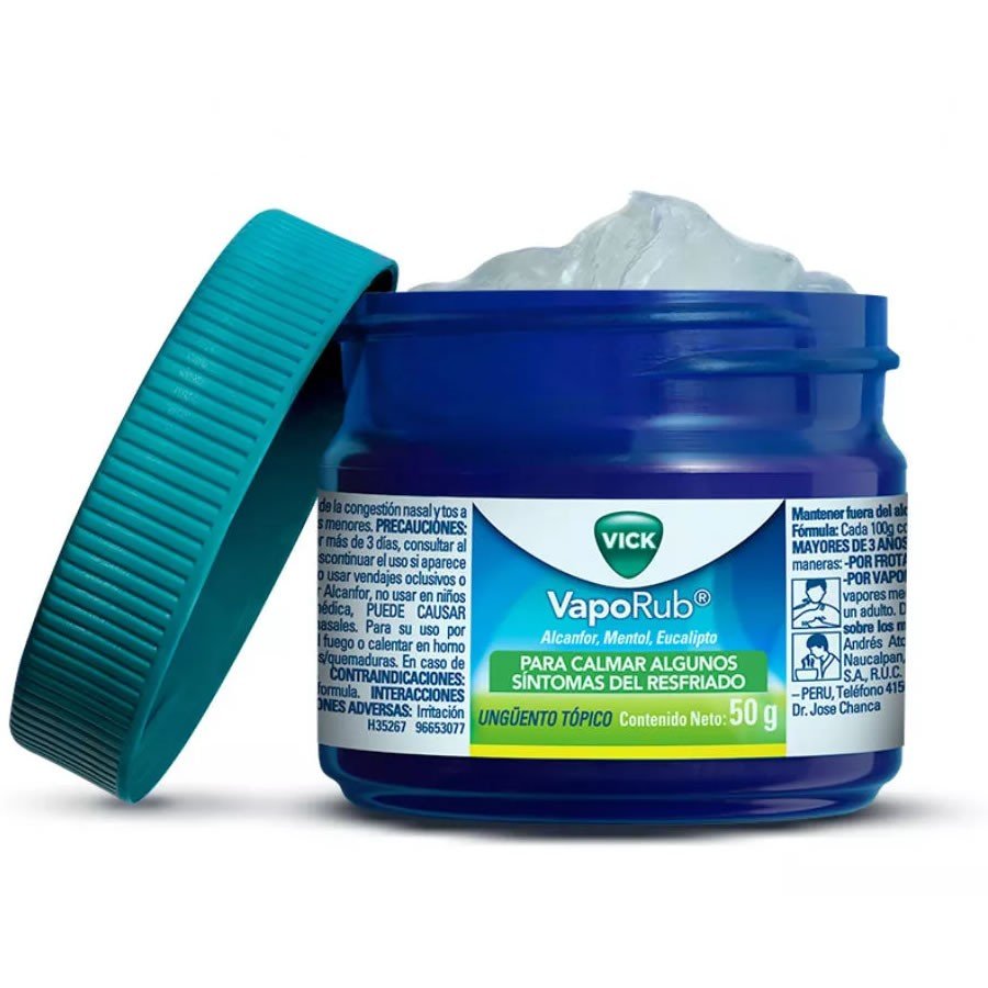 Vick Vaporub 28.2MG/G + 52.6MG/G + 13.3MG/G Unguento - Pote com 50 g - Imagem 1