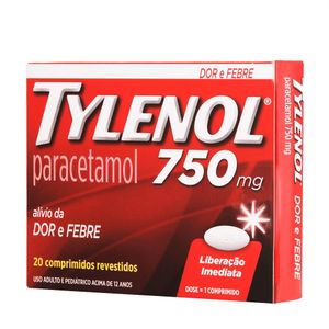 Tylenol 750mg Comprimido revestido   Caixa com 20 Comprimidos