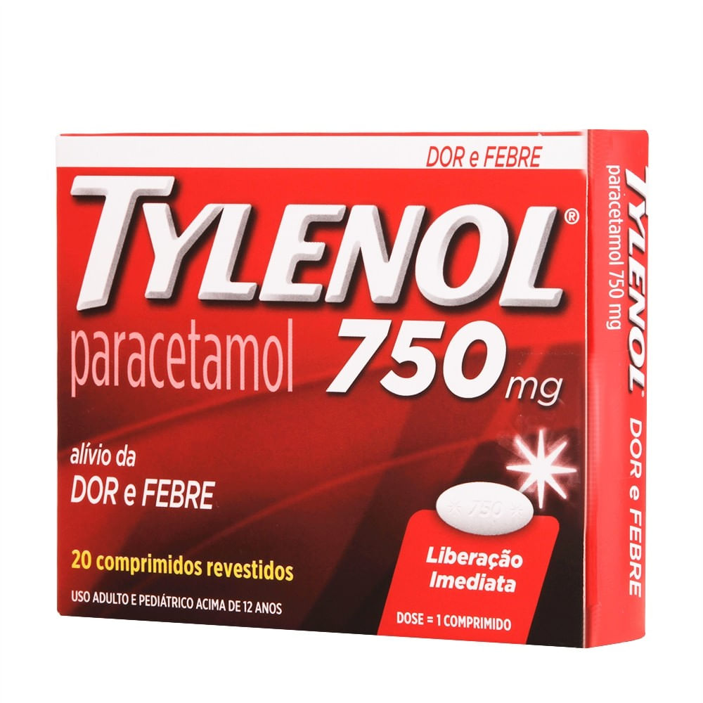 Tylenol 750mg Comprimido revestido Caixa com 20 Comprimidos - Imagem 1