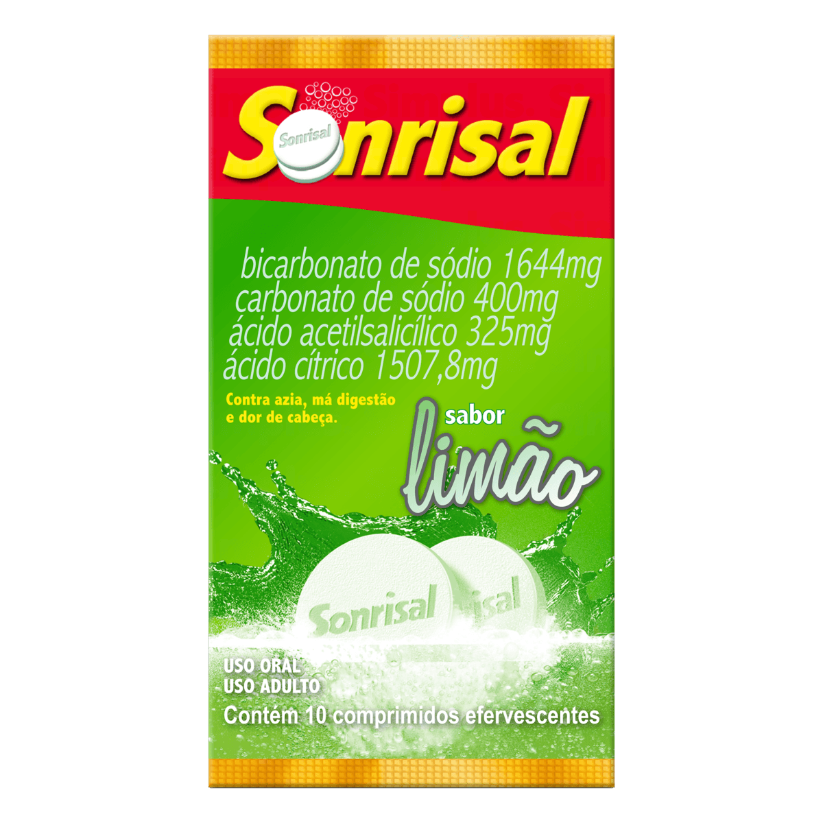 Sonrisal 400MG + 1854MG + 1413MG + 325MG Comprimido efervescente - 5 Envelopes com 2 Comprimidos - Imagem 1
