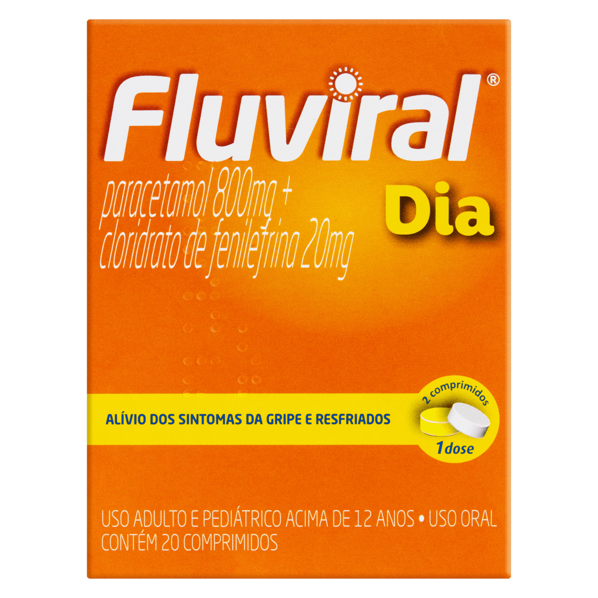Fluviral Dia 800MG + 20MG Comprimido - Caixa com 20 Comprimidos - Imagem 1