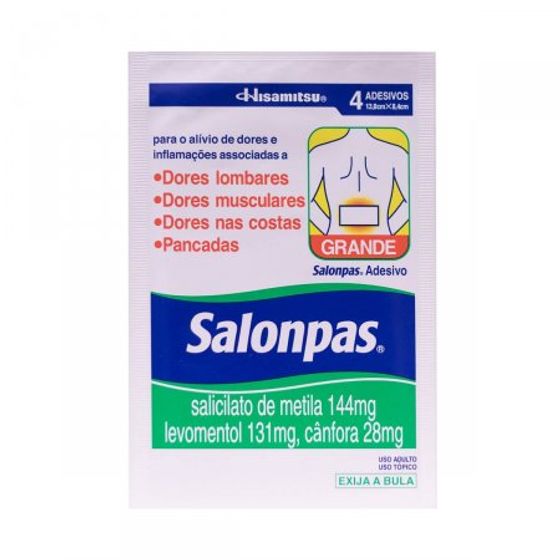 Salonpas Adesivo 144MG + 131MG + 28.4MG Adesivo transdérmico - Caixa com 4 Adesivos - Imagem 1