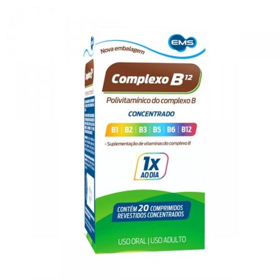 Complexo B 15MCG + 25MG + 3.3MG + 30MG + 10MG + 50MG + 3mg + 2mg + 5mg + 2mg + 20mg Comprimido revestido - Frasco com 20 Comprimidos - Imagem 1