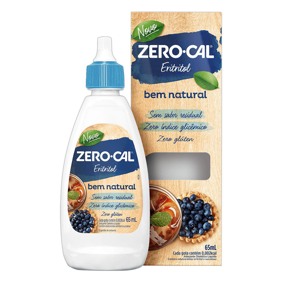 Adocante Zero-Cal Eritritol Liquido 1 unidade com 65mL - Imagem 1