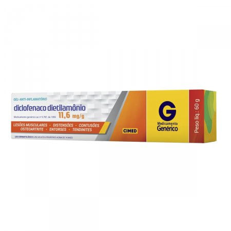Diclofenaco Dietilamônio 10MG/G Gel dermatológico - 1 Bisnaga com 60g - Imagem 1