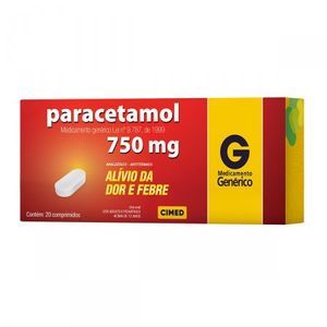 Paracetamol 750MG Comprimido - Caixa com 20 Comprimidos