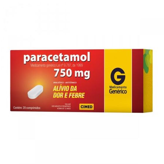 Paracetamol 750MG Comprimido - Caixa com 20 Comprimidos - Imagem 1