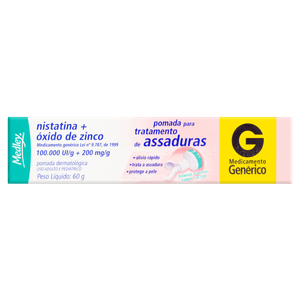 Nistatina + Óxido de Zinco 100000UI/G + 200MG/G Pomada dermatológica - Bisnaga com 60 g