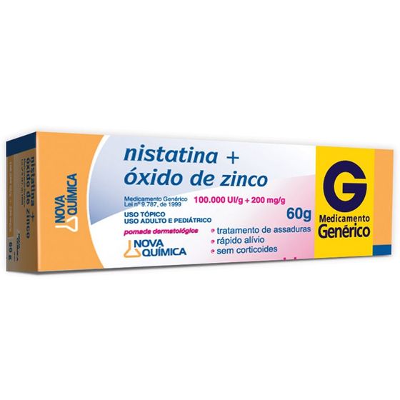 Nistatina + Óxido de Zinco 100000UI/G + 200MG/G Pomada dermatológica - Bisnaga com 60 g - Imagem 1