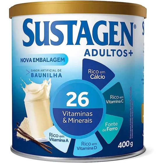 Sustagen Adultos + Sabor Baunilha Lata 400G - Imagem 1