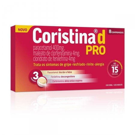 Coristina D Pro 4mg + 400mg + 4mg Comprimido - Caixa com 8 Comprimidos - Imagem 1