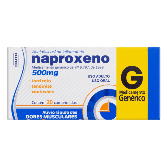 Naproxeno 500mg Comprimido Simples - Caixa com 20 Comprimidos - Imagem 1