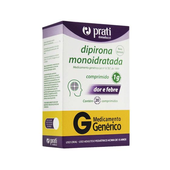 Dipirona Monoidratada 1g 20 Comprimidos Simples - Imagem 1
