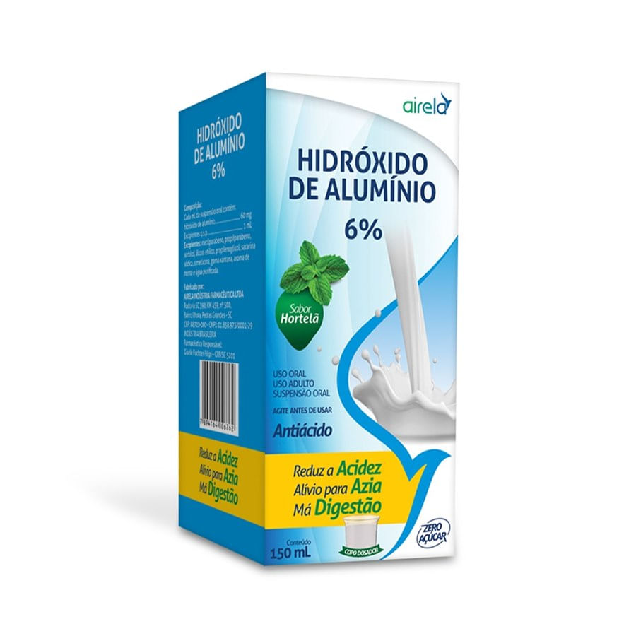 Hidróxido de alumínio 60mg/mL Suspensão Oral Sabor Hortelã - Frasco com 150mL - Imagem 1