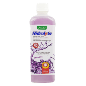 Hidralyte 22.75mg/mL + 0.98mg/mL + 2.05mg/mL + 2.16mg/mL Solução Oral Sabor Uva - Frasco com 500 mL
