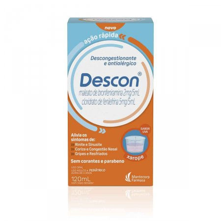 Descon 4mg/mL + 1mg/mL Xarope - Frasco com 120mL - Imagem 1